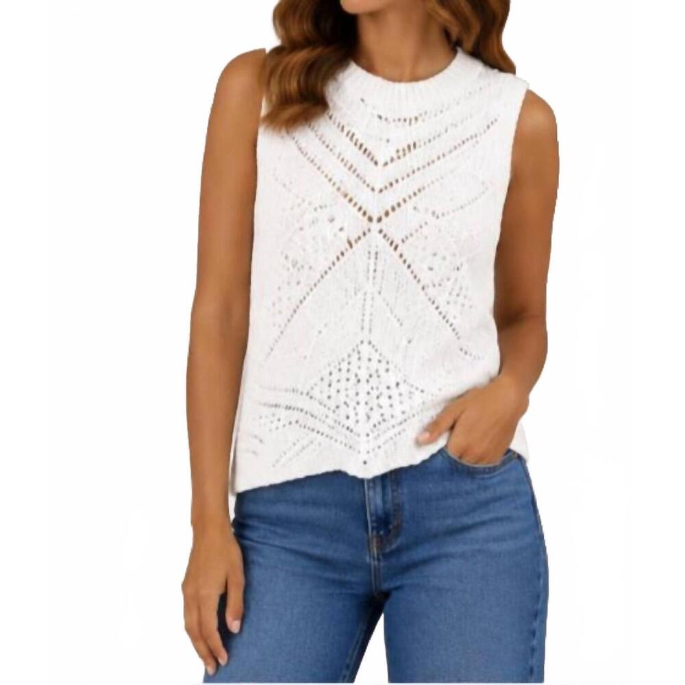 NEW AUTUMN CASHMERE chunky pointelle tank in white